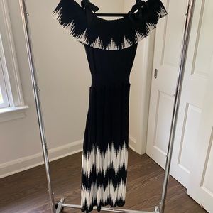 Off the shoulder black and white dress